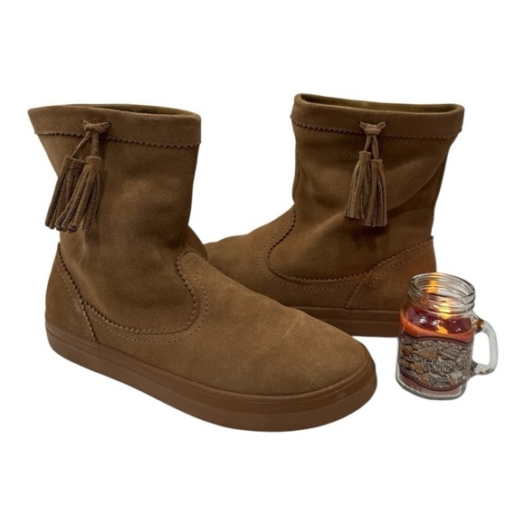 CROCS LODGEPOINT SUEDE PULL ON CROCBAND WINTER HIGH SNOW BOOT~Brown Tan size 10 - Picture 3 of 10